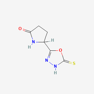 molecular formula C6H7N3O2S B13361935 5-(5-Sulfanyl-1,3,4-oxadiazol-2-yl)pyrrolidin-2-one 