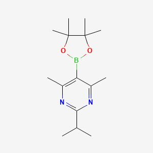 molecular formula C15H25BN2O2 B13361946 2-Isopropyl-4,6-dimethyl-5-(4,4,5,5-tetramethyl-1,3,2-dioxaborolan-2-yl)pyrimidine 
