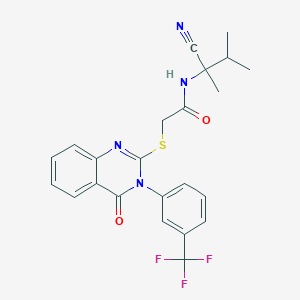 molecular formula C23H21F3N4O2S B13361949 N-(1-cyano-1,2-dimethylpropyl)-2-({4-oxo-3-[3-(trifluoromethyl)phenyl]-3,4-dihydroquinazolin-2-yl}sulfanyl)acetamide 
