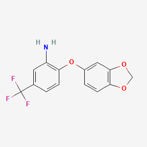 molecular formula C14H10F3NO3 B1336220 2-(1,3-Benzodioxol-5-yloxy)-5-(trifluoromethyl)aniline CAS No. 924858-70-8