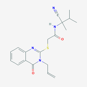 molecular formula C19H22N4O2S B13362216 2-((3-Allyl-4-oxo-3,4-dihydroquinazolin-2-yl)thio)-N-(2-cyano-3-methylbutan-2-yl)acetamide 