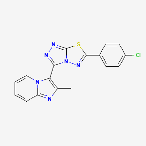 molecular formula C17H11ClN6S B13362224 3-[6-(4-Chlorophenyl)[1,2,4]triazolo[3,4-b][1,3,4]thiadiazol-3-yl]-2-methylimidazo[1,2-a]pyridine 