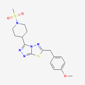 molecular formula C17H21N5O3S2 B13362243 6-(4-Methoxybenzyl)-3-[1-(methylsulfonyl)-4-piperidinyl][1,2,4]triazolo[3,4-b][1,3,4]thiadiazole 