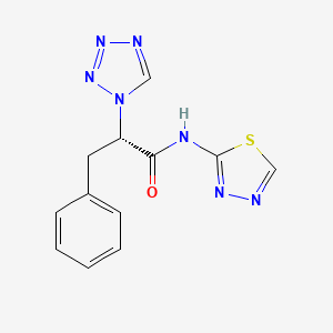 molecular formula C12H11N7OS B13362297 3-phenyl-2-(1H-tetraazol-1-yl)-N-(1,3,4-thiadiazol-2-yl)propanamide 