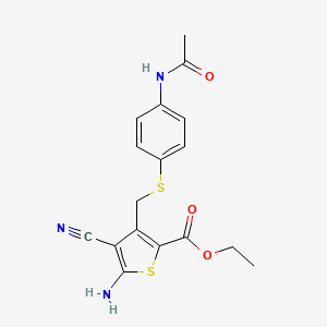 molecular formula C17H17N3O3S2 B1336240 Ethyl 3-[(4-acetamidophenyl)sulfanylmethyl]-5-amino-4-cyanothiophene-2-carboxylate 