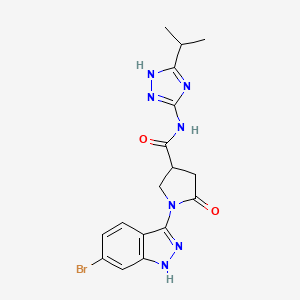 molecular formula C17H18BrN7O2 B13362441 1-(6-bromo-2H-indazol-3-yl)-5-oxo-N-[5-(propan-2-yl)-1H-1,2,4-triazol-3-yl]pyrrolidine-3-carboxamide 
