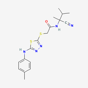 molecular formula C17H21N5OS2 B13362497 N-(1-cyano-1,2-dimethylpropyl)-2-({5-[(4-methylphenyl)amino]-1,3,4-thiadiazol-2-yl}sulfanyl)acetamide 