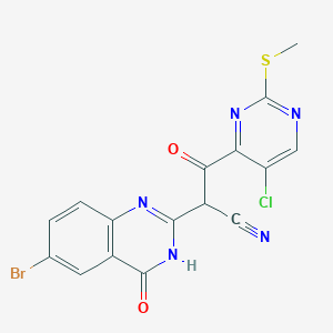 molecular formula C16H9BrClN5O2S B13362764 2-(6-Bromo-4-oxo-3,4-dihydroquinazolin-2-yl)-3-(5-chloro-2-(methylthio)pyrimidin-4-yl)-3-oxopropanenitrile CAS No. 6545-81-9