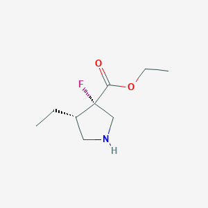molecular formula C9H16FNO2 B13362856 Ethyl (3S,4S)-4-ethyl-3-fluoropyrrolidine-3-carboxylate 