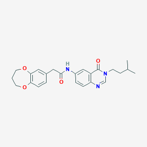 molecular formula C24H27N3O4 B13362968 2-(3,4-dihydro-2H-1,5-benzodioxepin-7-yl)-N-(3-isopentyl-4-oxo-3,4-dihydro-6-quinazolinyl)acetamide 