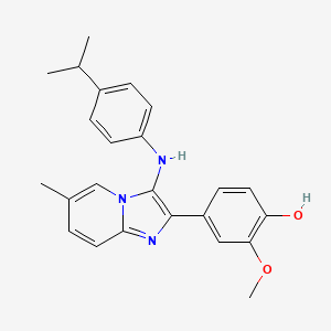 molecular formula C24H25N3O2 B13363096 4-[3-(4-Isopropylanilino)-6-methylimidazo[1,2-a]pyridin-2-yl]-2-methoxyphenol 