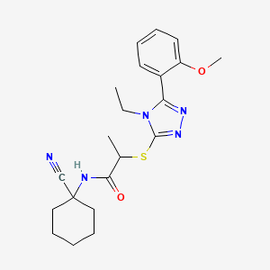 molecular formula C21H27N5O2S B13363123 N-(1-Cyanocyclohexyl)-2-((4-ethyl-5-(2-methoxyphenyl)-4H-1,2,4-triazol-3-yl)thio)propanamide 
