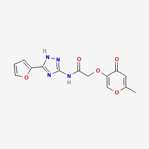 molecular formula C14H12N4O5 B13363203 N-[3-(2-furyl)-1H-1,2,4-triazol-5-yl]-2-[(6-methyl-4-oxo-4H-pyran-3-yl)oxy]acetamide 