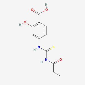 molecular formula C11H12N2O4S B13363394 2-Hydroxy-4-[(propanoylcarbamothioyl)amino]benzoic acid 