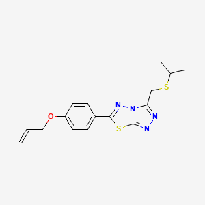 molecular formula C16H18N4OS2 B13363411 6-[4-(Allyloxy)phenyl]-3-[(isopropylsulfanyl)methyl][1,2,4]triazolo[3,4-b][1,3,4]thiadiazole 