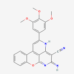 molecular formula C24H18N4O4 B13363420 5-Amino-2-(3,4,5-trimethoxyphenyl)chromeno[4,3,2-de][1,6]naphthyridine-4-carbonitrile CAS No. 1204405-82-2