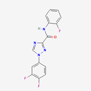 molecular formula C15H9F3N4O B13363487 1-(3,4-difluorophenyl)-N-(2-fluorophenyl)-1H-1,2,4-triazole-3-carboxamide 