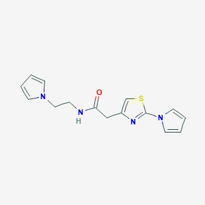 molecular formula C15H16N4OS B13363549 N-[2-(1H-pyrrol-1-yl)ethyl]-2-[2-(1H-pyrrol-1-yl)-1,3-thiazol-4-yl]acetamide 