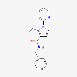 molecular formula C18H18N4O B13363633 N-benzyl-5-ethyl-1-(2-pyridinyl)-1H-pyrazole-4-carboxamide 