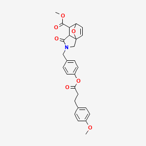 molecular formula C27H27NO7 B13363682 Methyl 3-(4-{[3-(4-methoxyphenyl)propanoyl]oxy}benzyl)-4-oxo-10-oxa-3-azatricyclo[5.2.1.0~1,5~]dec-8-ene-6-carboxylate 