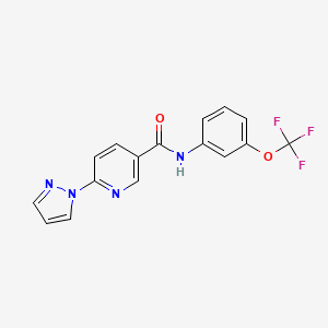 molecular formula C16H11F3N4O2 B13363857 6-(1H-pyrazol-1-yl)-N-[3-(trifluoromethoxy)phenyl]nicotinamide 
