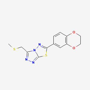 molecular formula C13H12N4O2S2 B13364034 6-(2,3-Dihydro-1,4-benzodioxin-6-yl)-3-[(methylsulfanyl)methyl][1,2,4]triazolo[3,4-b][1,3,4]thiadiazole 