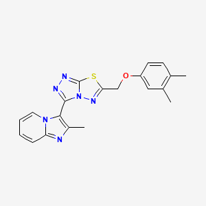 molecular formula C20H18N6OS B13364053 3-{6-[(3,4-Dimethylphenoxy)methyl][1,2,4]triazolo[3,4-b][1,3,4]thiadiazol-3-yl}-2-methylimidazo[1,2-a]pyridine 