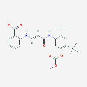 molecular formula C27H34N2O6 B13364429 Methyl 2-((3-((2,4-di-tert-butyl-5-((methoxycarbonyl)oxy)phenyl)amino)-3-oxoprop-1-en-1-yl)amino)benzoate 