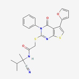 molecular formula C24H22N4O3S2 B13364669 N-(2-cyano-3-methylbutan-2-yl)-2-[5-(furan-2-yl)-4-oxo-3-phenylthieno[2,3-d]pyrimidin-2-yl]sulfanylacetamide 
