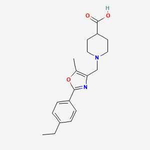 molecular formula C19H24N2O3 B1336471 1-{[2-(4-Ethylphenyl)-5-methyl-1,3-oxazol-4-YL]-methyl}piperidine-4-carboxylic acid CAS No. 897769-44-7
