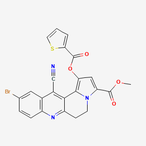 molecular formula C23H14BrN3O4S B13364781 Methyl 10-bromo-12-cyano-1-[(2-thienylcarbonyl)oxy]-5,6-dihydrobenzo[b]pyrrolo[2,1-f][1,6]naphthyridine-3-carboxylate 