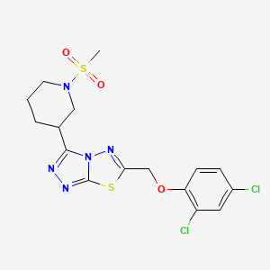molecular formula C16H17Cl2N5O3S2 B13365110 6-[(2,4-Dichlorophenoxy)methyl]-3-[1-(methylsulfonyl)-3-piperidinyl][1,2,4]triazolo[3,4-b][1,3,4]thiadiazole 