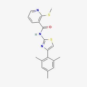 molecular formula C19H19N3OS2 B13365178 N-(4-Mesitylthiazol-2-yl)-2-(methylthio)nicotinamide 