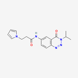 molecular formula C17H19N5O2 B13365386 N-(3-isopropyl-4-oxo-3,4-dihydro-1,2,3-benzotriazin-6-yl)-3-(1H-pyrrol-1-yl)propanamide 