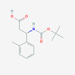 molecular formula C15H21NO4 B1336542 (S)-3-((叔丁氧羰基)氨基)-3-(邻甲苯基)丙酸 CAS No. 499995-74-3