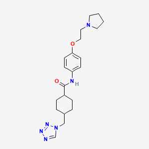 molecular formula C21H30N6O2 B13365527 trans-N-{4-[2-(pyrrolidin-1-yl)ethoxy]phenyl}-4-(1H-tetrazol-1-ylmethyl)cyclohexanecarboxamide 