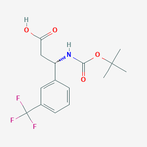 molecular formula C15H18F3NO4 B1336557 (S)-3-((tert-Butoxycarbonyl)amino)-3-(3-(trifluoromethyl)phenyl)propanoic acid CAS No. 500770-78-5