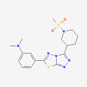 molecular formula C17H22N6O2S2 B13365575 N,N-dimethyl-3-{3-[1-(methylsulfonyl)-3-piperidinyl][1,2,4]triazolo[3,4-b][1,3,4]thiadiazol-6-yl}aniline 