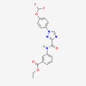 molecular formula C19H16F2N4O4 B13365852 ethyl 3-[({1-[4-(difluoromethoxy)phenyl]-1H-1,2,4-triazol-3-yl}carbonyl)amino]benzoate 