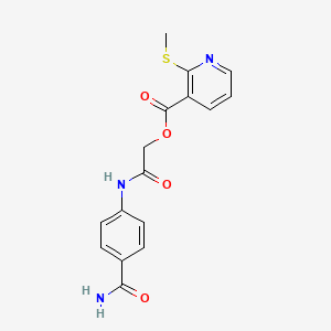 molecular formula C16H15N3O4S B13365874 2-((4-Carbamoylphenyl)amino)-2-oxoethyl 2-(methylthio)nicotinate 