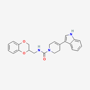 molecular formula C23H23N3O3 B13365952 N-(2,3-dihydro-1,4-benzodioxin-2-ylmethyl)-4-(1H-indol-3-yl)-3,6-dihydro-1(2H)-pyridinecarboxamide 