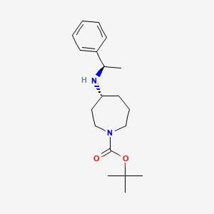 molecular formula C19H30N2O2 B13366357 tert-Butyl (R)-4-(((R)-1-phenylethyl)amino)azepane-1-carboxylate 