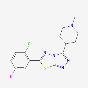 molecular formula C15H15ClIN5S B13366478 6-(2-Chloro-5-iodophenyl)-3-(1-methyl-4-piperidinyl)[1,2,4]triazolo[3,4-b][1,3,4]thiadiazole 