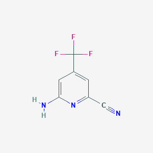 molecular formula C7H4F3N3 B13366486 6-Amino-4-(trifluoromethyl)picolinonitrile 