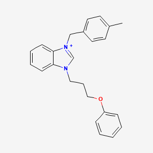 molecular formula C24H25N2O+ B13366506 3-(4-methylbenzyl)-1-(3-phenoxypropyl)-3H-benzimidazol-1-ium 