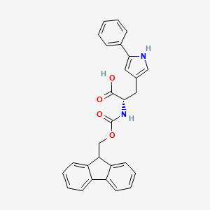 molecular formula C28H24N2O4 B13366768 (S)-2-((((9H-Fluoren-9-yl)methoxy)carbonyl)amino)-3-(5-phenyl-1H-pyrrol-3-yl)propanoic acid 