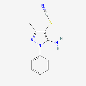 molecular formula C11H10N4S B1336684 [(5-amino-3-methyl-1-phenyl-1H-pyrazol-4-yl)sulfanyl]formonitrile CAS No. 19688-95-0
