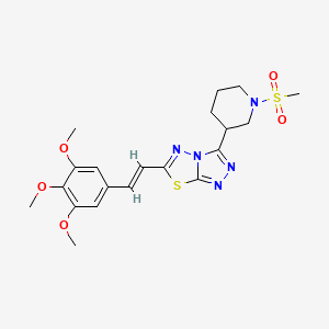 molecular formula C20H25N5O5S2 B13366840 3-[1-(Methylsulfonyl)-3-piperidinyl]-6-[2-(3,4,5-trimethoxyphenyl)vinyl][1,2,4]triazolo[3,4-b][1,3,4]thiadiazole 