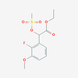 molecular formula C12H15FO6S B13366853 Ethyl 2-(2-fluoro-3-methoxyphenyl)-2-((methylsulfonyl)oxy)acetate CAS No. 1150560-60-3