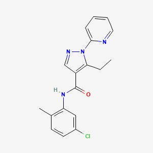 molecular formula C18H17ClN4O B13366854 N-(5-chloro-2-methylphenyl)-5-ethyl-1-(2-pyridinyl)-1H-pyrazole-4-carboxamide 